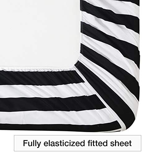 סדין מצויד של מיקרופייבר Vaulia, עיצוב פס בשחור לבן, עם כיס עמוק בגודל מלא