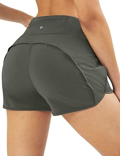 מכנסיים קצרים של יוגה לנשים מכנסיים קצרים אתלטים עם מותניים גבוהים עם כיסי רוכס