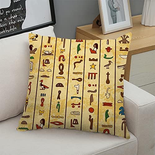 OFOCAM דקורטיבי ריבוע כרית מכסה הירוגליפים צבעוניים על PAPYRUS ישן בסגנון נייר רקע תרבות CAIRO ספה ספה כרית מיטה מכסה