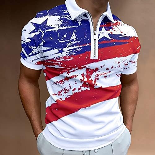 BMISEGM חולצות גברים בקיץ חולצה דגל אמריקאי של גברים, חולצה פטריוטית לגברים 4 ביולי שרירים דחו חולצות צווארון ריקות T
