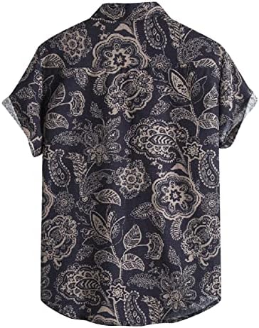 חולצות פשתן כותנה בהוואי לגברים שרוול קצר חולצת חוף אלוהה פרחוני קיץ פרחוני כפתור מזדמן רופף חולצות חולצות חולצות