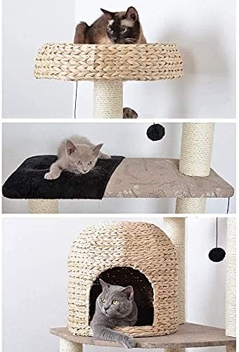 חתול עץ גרוד חתול מגדל חתול גרוד עץ חיות מחמד לשחק מגדל בית דקורטיבי ריהוט עם חבל וערסל סריטות מיטת עץ טיפוס צעצוע 230318