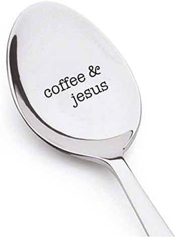 קפה ישו כף חרוטה - מתנות נוצריות עבורה - רעיון למתנת כומר - כף מטבח מעוררת השראה - כף דתית - שמירת מזכרת קפה - מתנה לחמירת