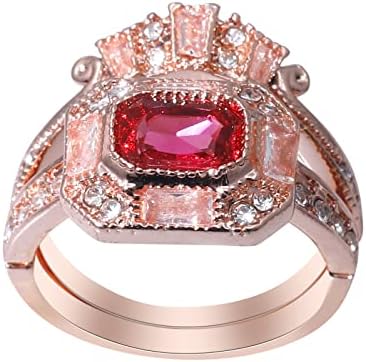 2023 טבעת תכשיטים חדשה זירקון עגול לנשים תכשיטים טבעת אדומה אבן אופנה בהירה טבעות עשב טבעות עש