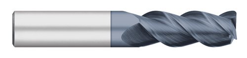 טיטאן טק49712 טחנת קצה קרביד מוצקה, אורך רגיל, 3 חליל, רדיוס פינתי, סליל זווית 45 מעלות, מצופה אלטין, 3/16 גודל,