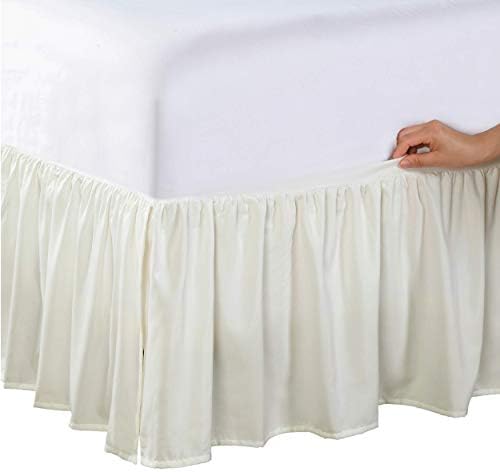 יצרנית המיטה לעולם לא תרים את המזרן שלך מיקרופייבר עטוף חצאית מיטה, סגנון פרוע, אורך טיפה קלאסי בגודל 14 אינץ ',