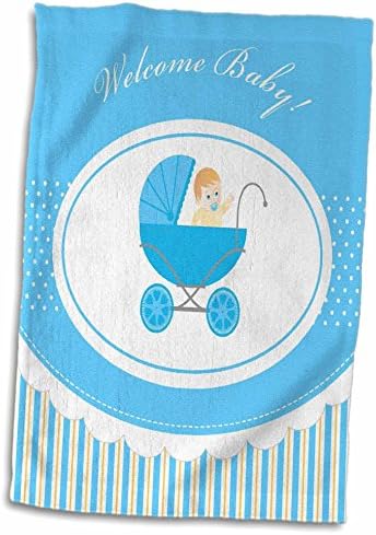 3 דרוז ברוך הבא הודעה לתינוק וטיולון כחול עם תינוק על כחול ו ... - מגבות