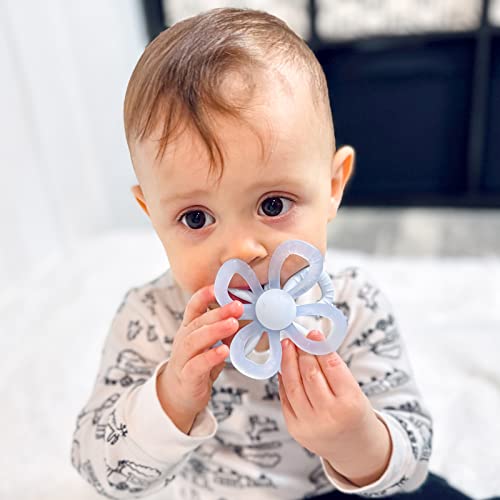צעצועי בקיעת שיניים לתינוקות לתינוקות 0-6 חודשים, שטח פרחי סיליקון לתינוקות שזה עתה נולדו, מוצץ יד חושי לחניכיים