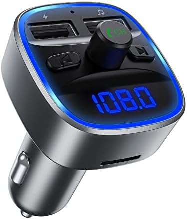 CRAICR FM מכונית משדר Bluetooth, ערכת מכוניות אלחוטית V5.0, מתאם רדיו Bluetooth, שיחות חינם ידיים, 5V/2.4A יציאות USB כפולות,