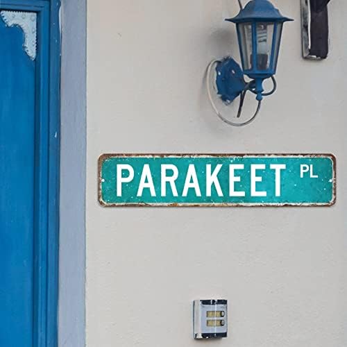 Parakeet מותאם אישית שלט רחוב זית מתכת שלט מתכת חובב חובב בעלי חיים דקור וינטג