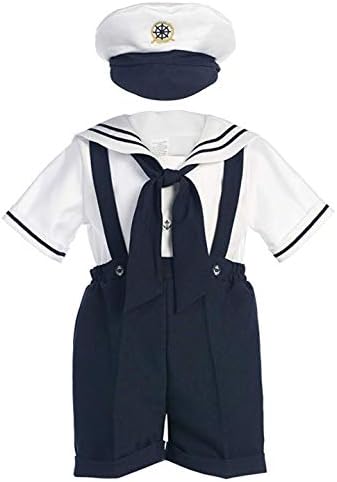 ClassykidzShop חיל הים של חיל הים, חולצת נער, מכנסיים קצרים, עניבה וכובע