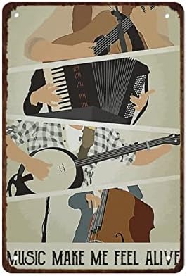 שלטי מטאל מוזיקת ​​חווה וינטג 'גורמת לי להרגיש חי אהוב האזנה למוזיקה וינטג' מוסיקה מוסיקה מתנות למתנות לבר קפה בר