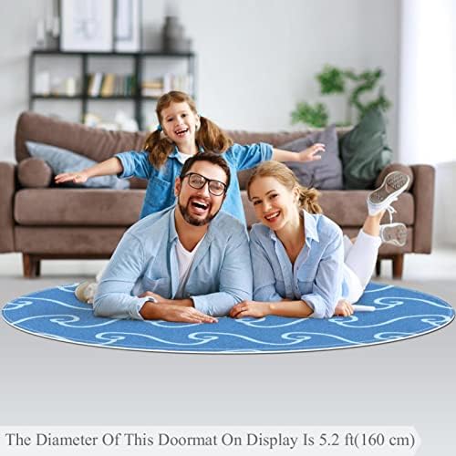 Llnsupply ילדים שטיח 5 רגל שטיחים באזור עגול גדול לבנות בנים תינוק - גל כחול, עיצוב בית מתקפל משחק מחצלת מחצלת רצפת מחצלת