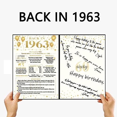 קרניקה קישוטים ליום הולדת 60 לגברים נשים, וינטג 'יצירתי בשנת 1963 פוסטר ליום הולדת, ענק יום הולדת 60 יום הולדת