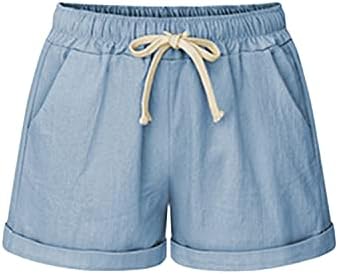 מכנסיים קצרים של מותניים מזדמנים של נשים נוחות מכנסיים קצרים שורטים רגל רחבה כותנה רופפת טיולים קצרים מטיילים חוף אתלטי