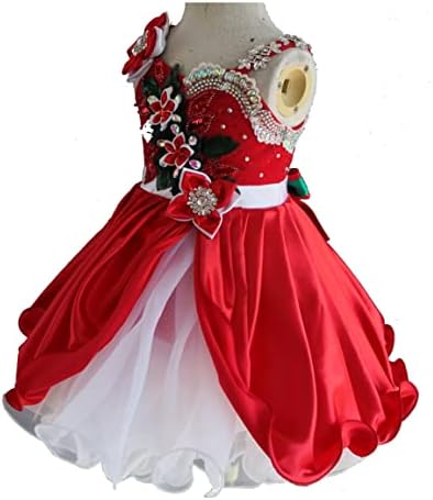 ג'ניפר G221RG פעוטות חג המולד תינוקת יילוד יילוד שמלת מסיבת תחרות של ילדה קטנה בגודל אדום בגודל 18-24 מ '